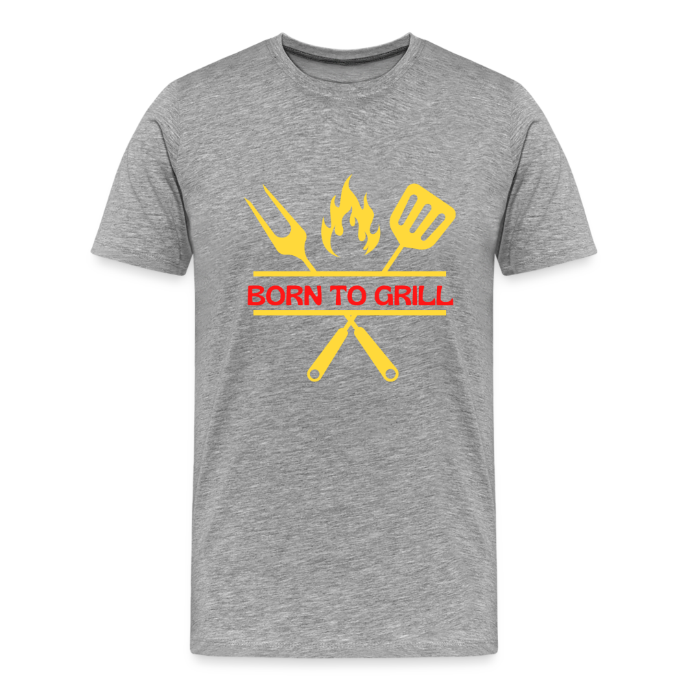 Männer Premium T-Shirt Born to Grill - Grau meliert