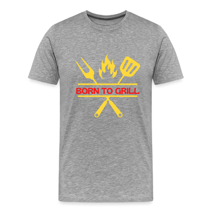 Männer Premium T-Shirt Born to Grill - Grau meliert