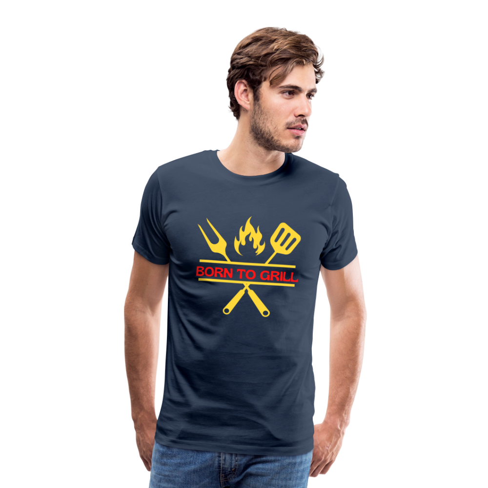 Männer Premium T-Shirt Born to Grill - Navy