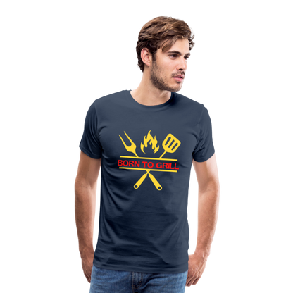 Männer Premium T-Shirt Born to Grill - Navy