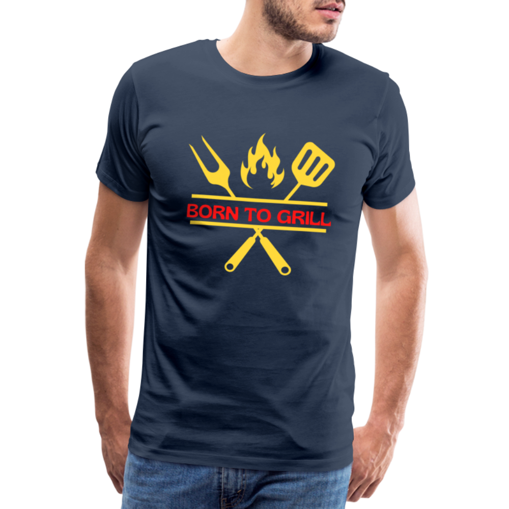 Männer Premium T-Shirt Born to Grill - Navy