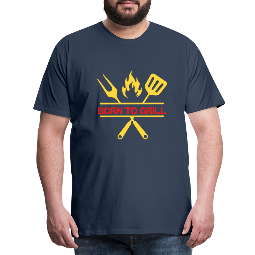 Männer Premium T-Shirt Born to Grill - Navy