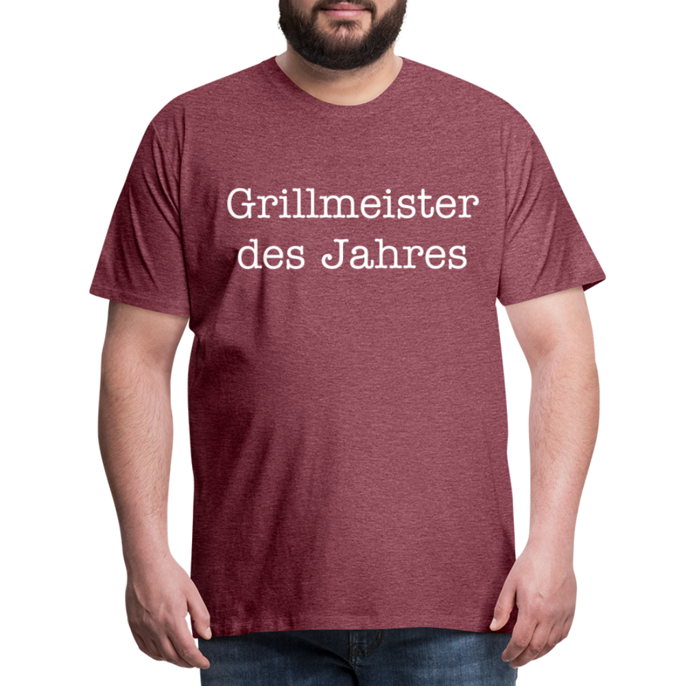 Männer Premium T-Shirt Grillmeister des Jahres - Bordeauxrot meliert