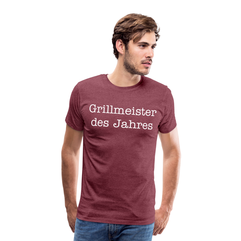 Männer Premium T-Shirt Grillmeister des Jahres - Bordeauxrot meliert