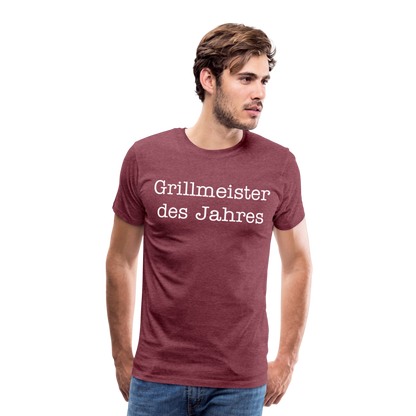 Männer Premium T-Shirt Grillmeister des Jahres - Bordeauxrot meliert