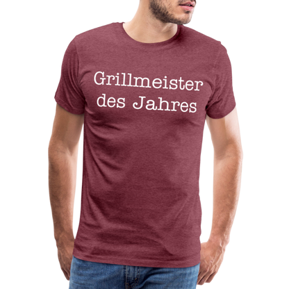 Männer Premium T-Shirt Grillmeister des Jahres - Bordeauxrot meliert