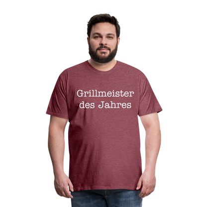 Männer Premium T-Shirt Grillmeister des Jahres - Bordeauxrot meliert