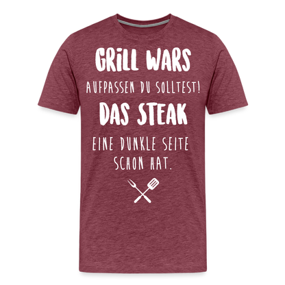 Männer Premium T-Shirt Grill WARS - Bordeauxrot meliert