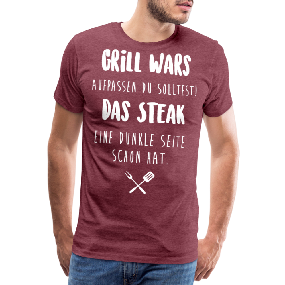 Männer Premium T-Shirt Grill WARS - Bordeauxrot meliert