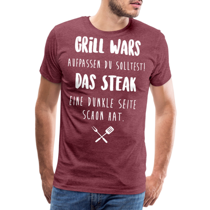 Männer Premium T-Shirt Grill WARS - Bordeauxrot meliert