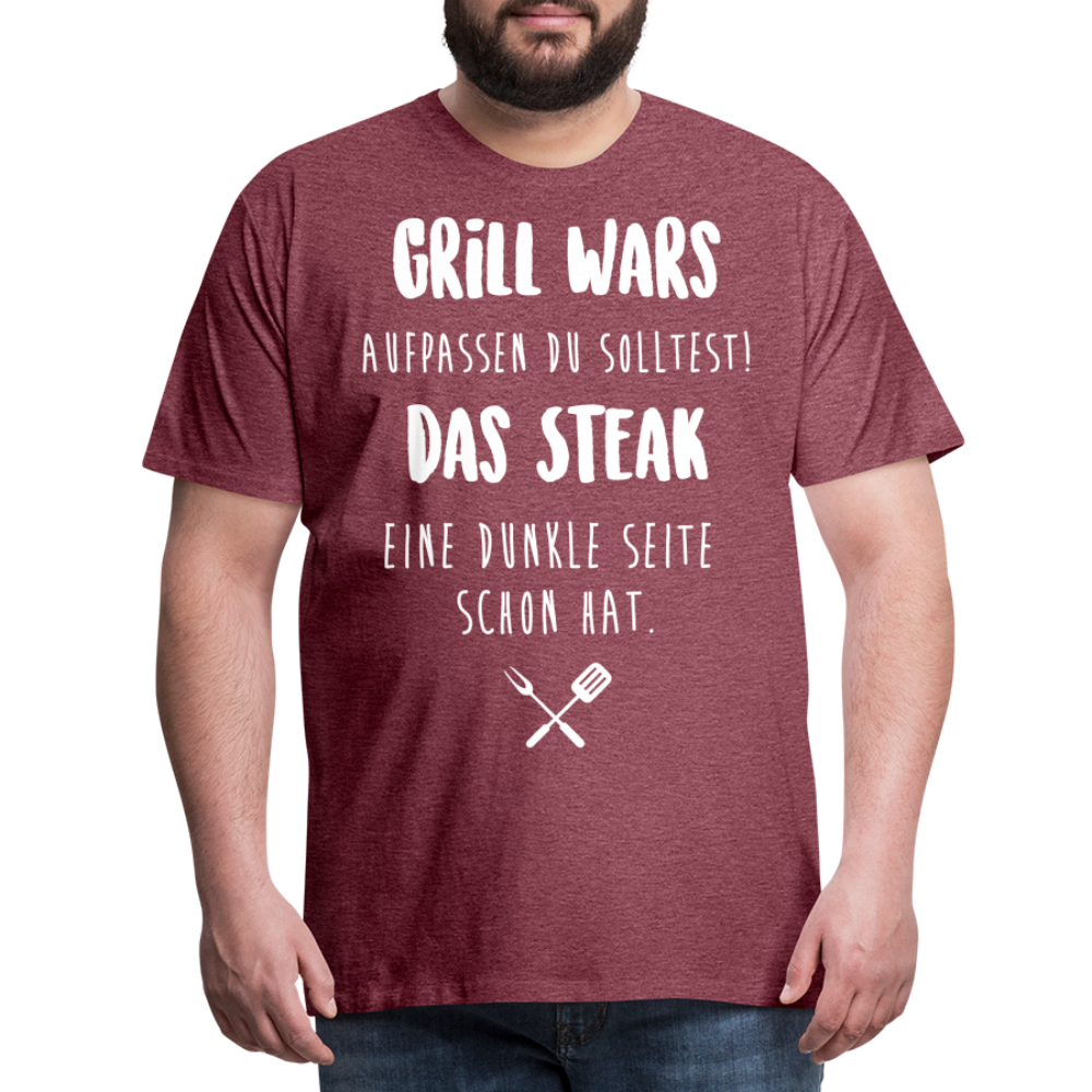 Männer Premium T-Shirt Grill WARS - Bordeauxrot meliert