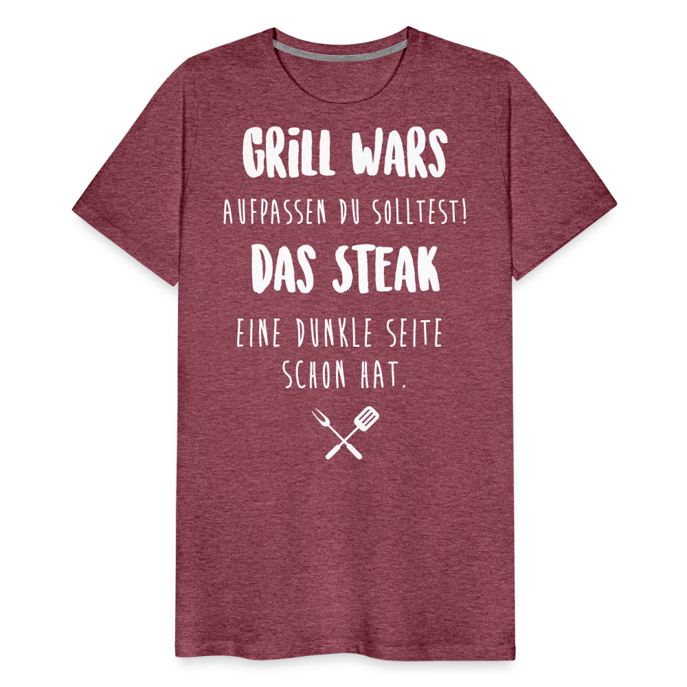 Männer Premium T-Shirt Grill WARS - Bordeauxrot meliert