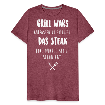 Männer Premium T-Shirt Grill WARS - Bordeauxrot meliert