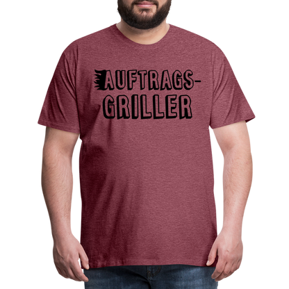 Männer Premium T-Shirt - Auftragsgriller - Bordeauxrot meliert