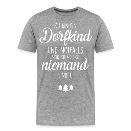 Männer Premium T-Shirt - Dorfkind Spruch - Grau meliert