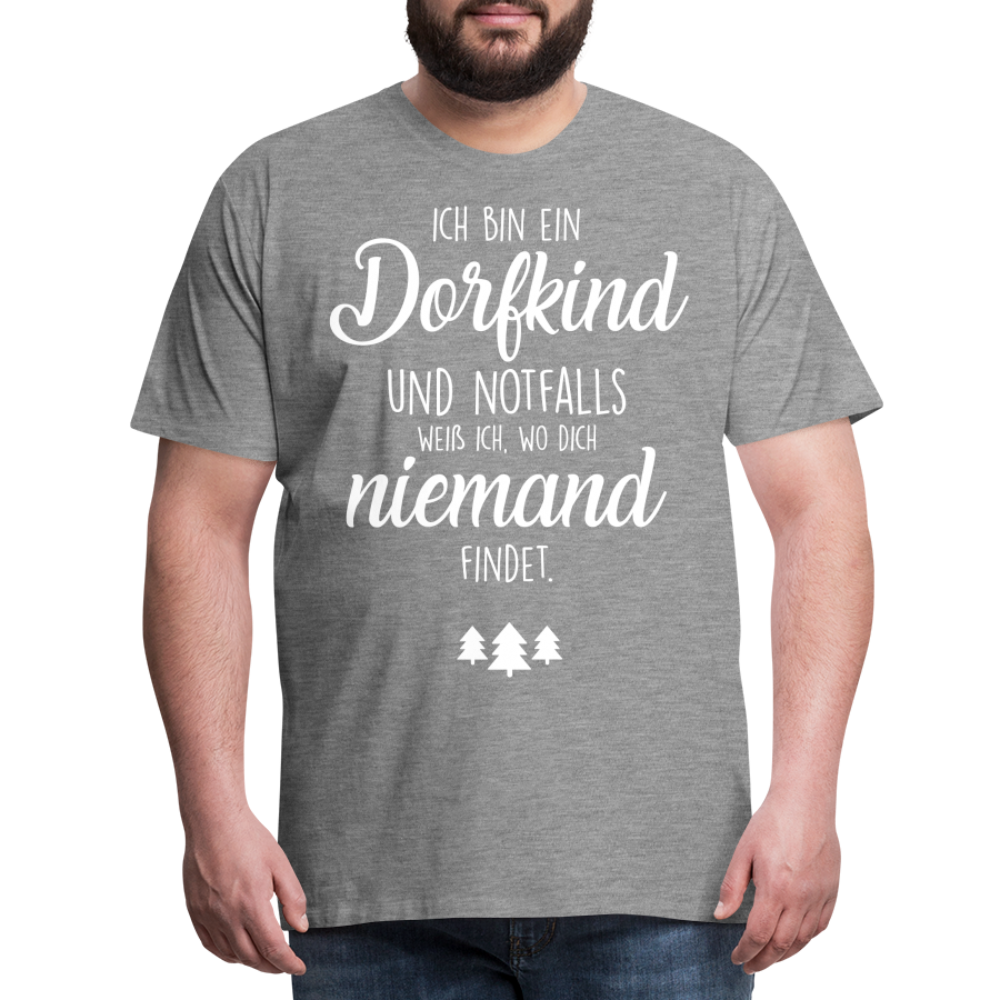 Männer Premium T-Shirt - Dorfkind Spruch - Grau meliert