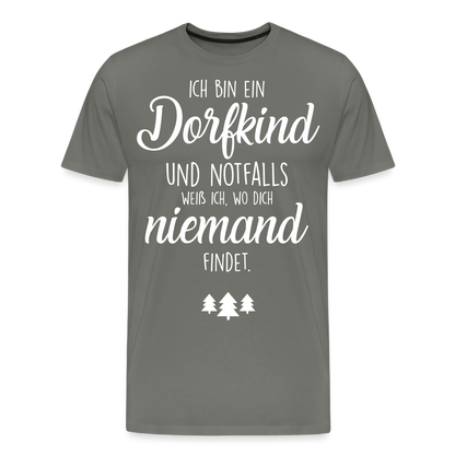 Männer Premium T-Shirt - Dorfkind Spruch - Asphalt