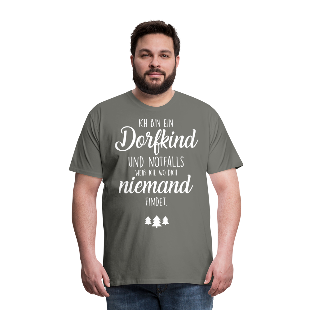 Männer Premium T-Shirt - Dorfkind Spruch - Asphalt