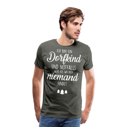 Männer Premium T-Shirt - Dorfkind Spruch - Asphalt