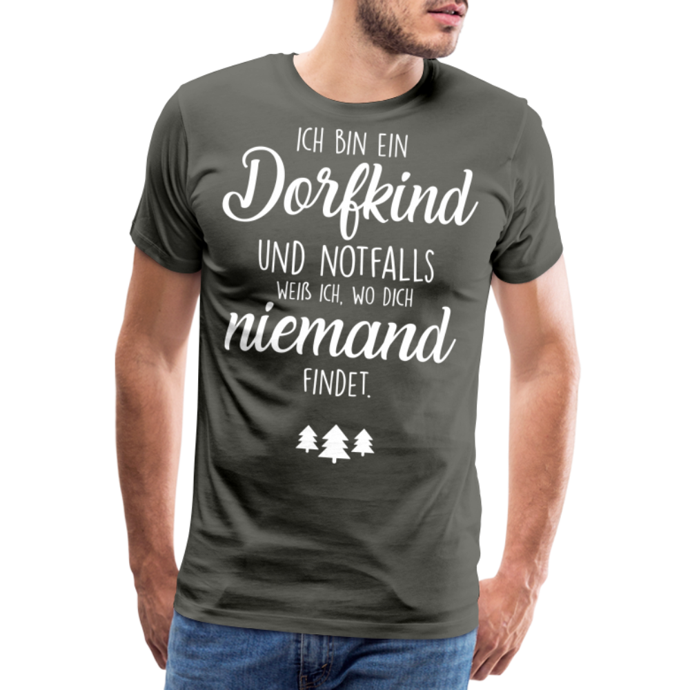 Männer Premium T-Shirt - Dorfkind Spruch - Asphalt