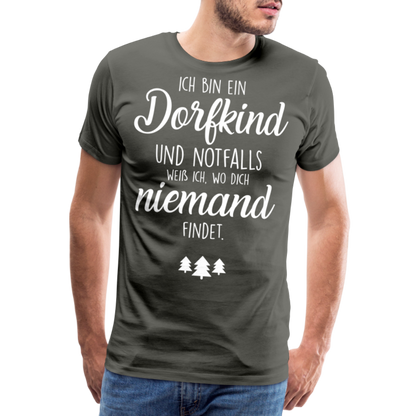 Männer Premium T-Shirt - Dorfkind Spruch - Asphalt