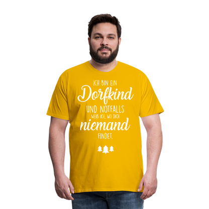 Männer Premium T-Shirt - Dorfkind Spruch - Sonnengelb