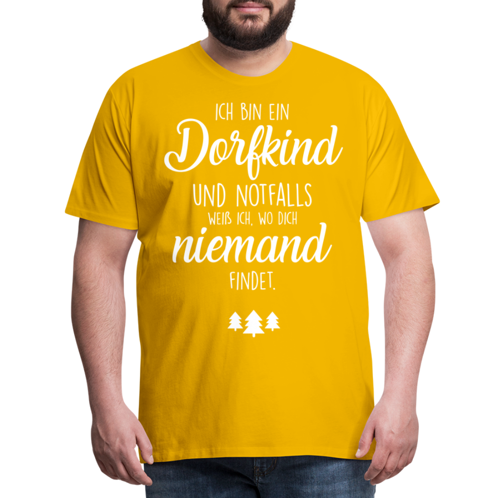 Männer Premium T-Shirt - Dorfkind Spruch - Sonnengelb