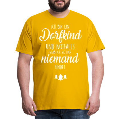 Männer Premium T-Shirt - Dorfkind Spruch - Sonnengelb