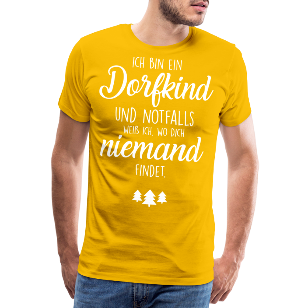 Männer Premium T-Shirt - Dorfkind Spruch - Sonnengelb