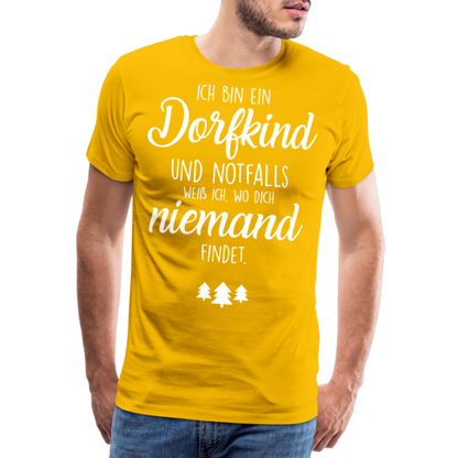 Männer Premium T-Shirt - Dorfkind Spruch - Sonnengelb