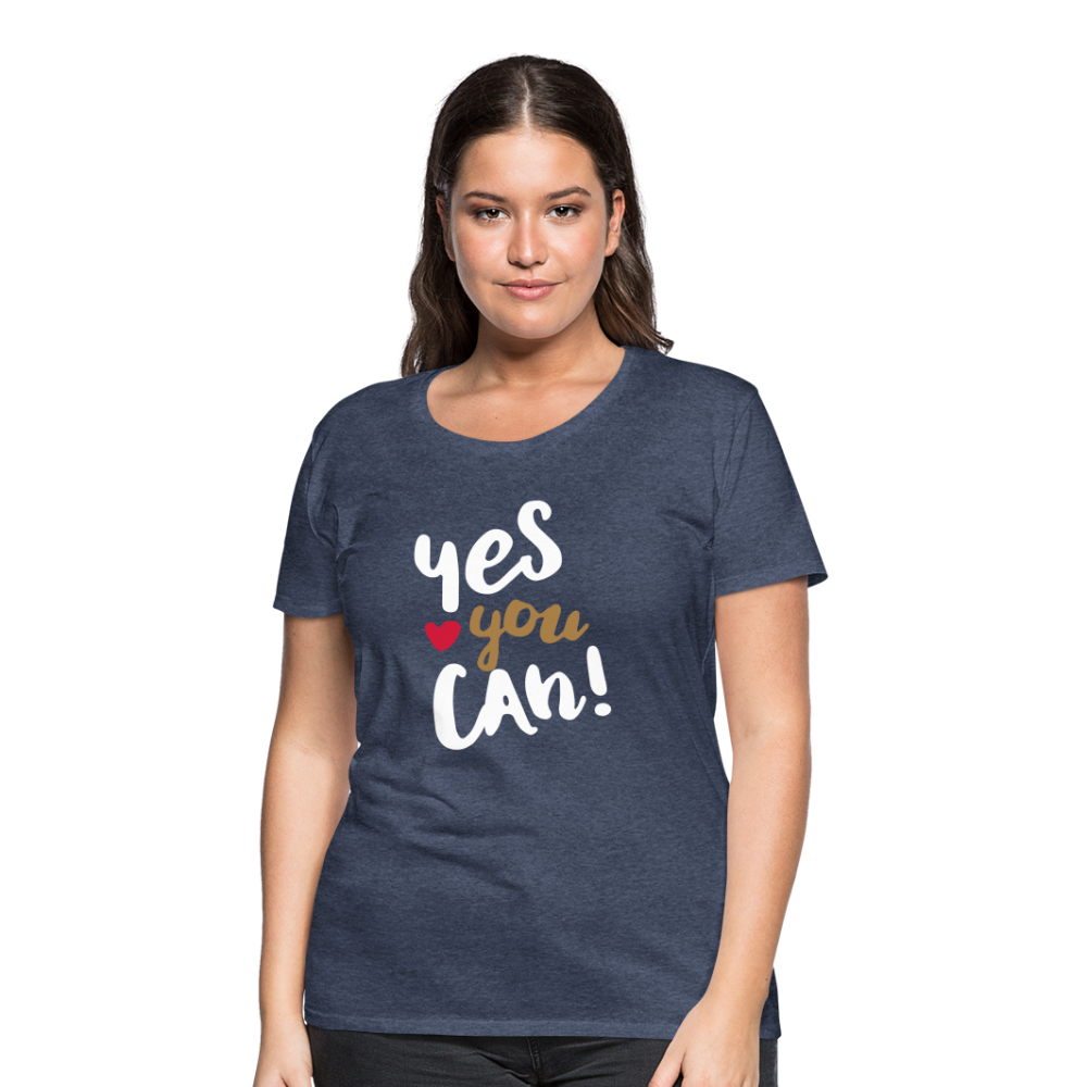 Frauen Premium T-Shirt - Yes you can! - Blau meliert