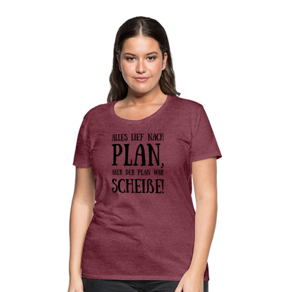 Frauen Premium T-Shirt - Nach Plan - Bordeauxrot meliert