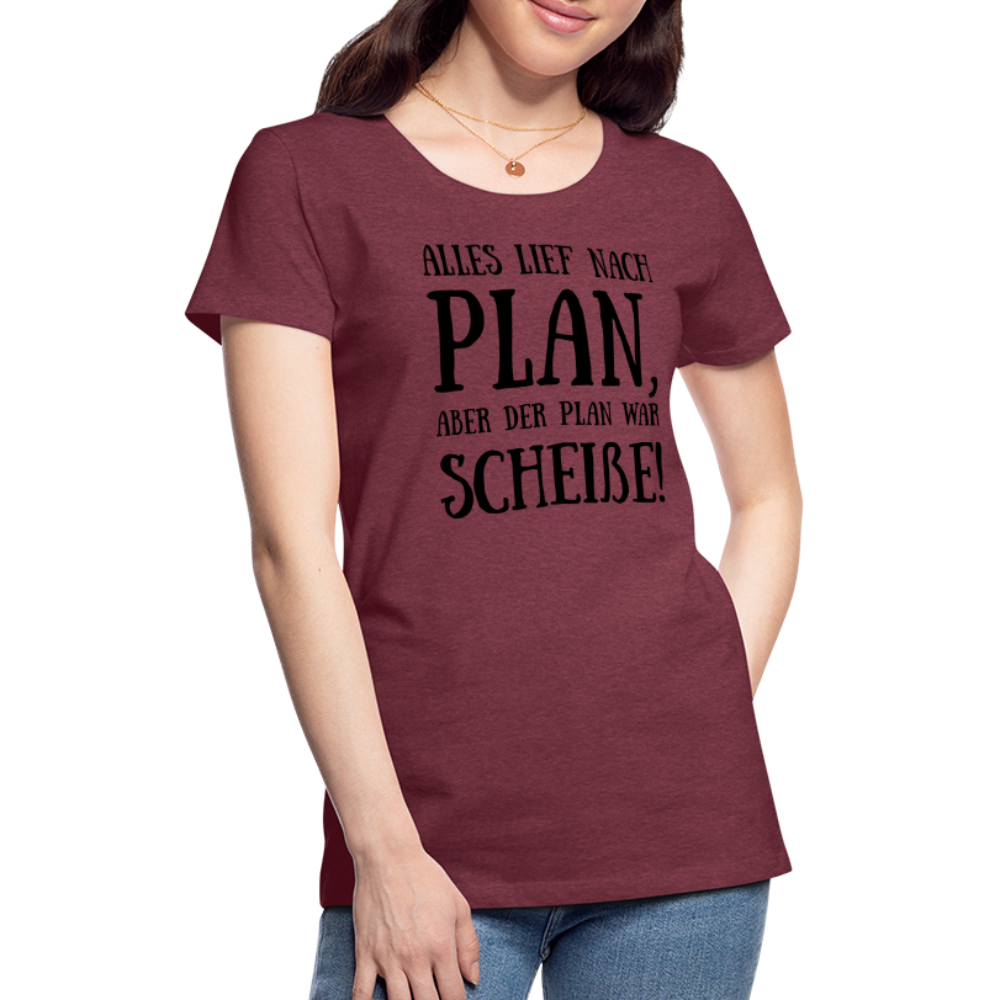 Frauen Premium T-Shirt - Nach Plan - Bordeauxrot meliert