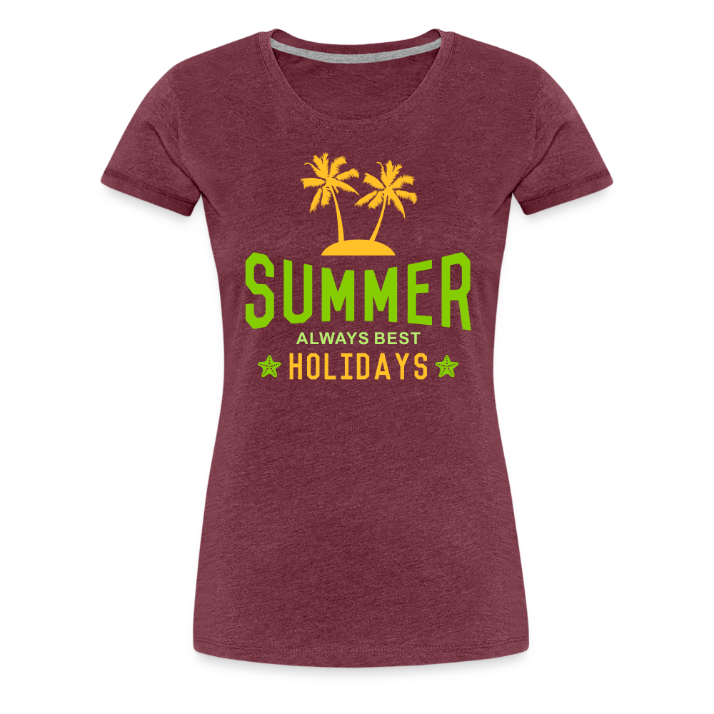 Frauen Premium T-Shirt - Summer - Bordeauxrot meliert