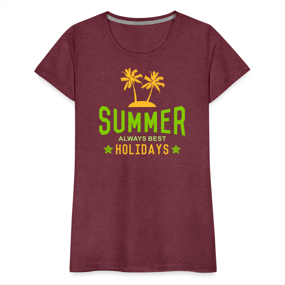 Frauen Premium T-Shirt - Summer - Bordeauxrot meliert