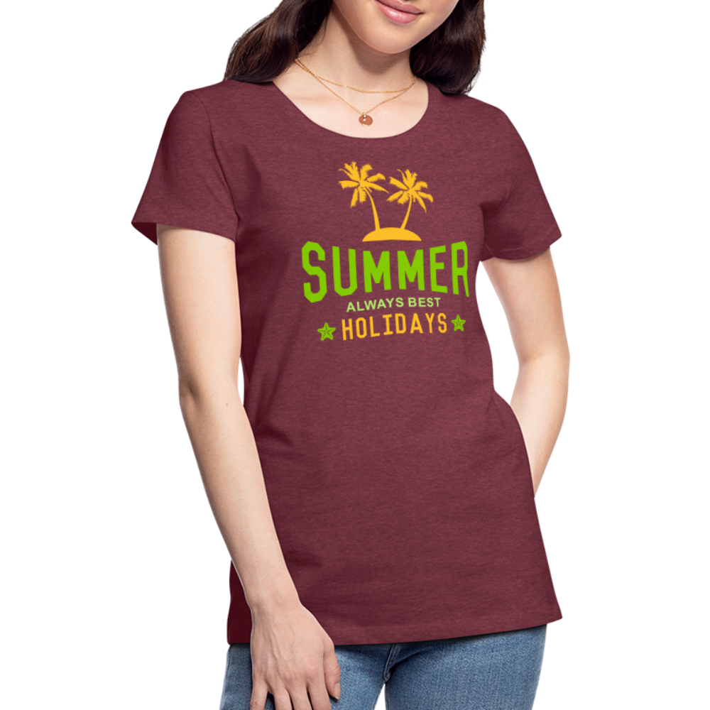 Frauen Premium T-Shirt - Summer - Bordeauxrot meliert