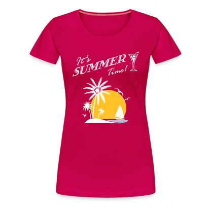 Frauen Premium T-Shirt - It's Summer Time - dunkles Pink