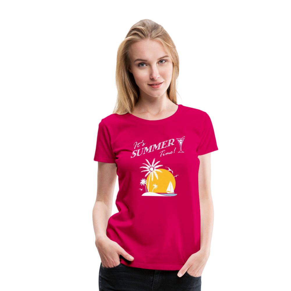 Frauen Premium T-Shirt - It's Summer Time - dunkles Pink