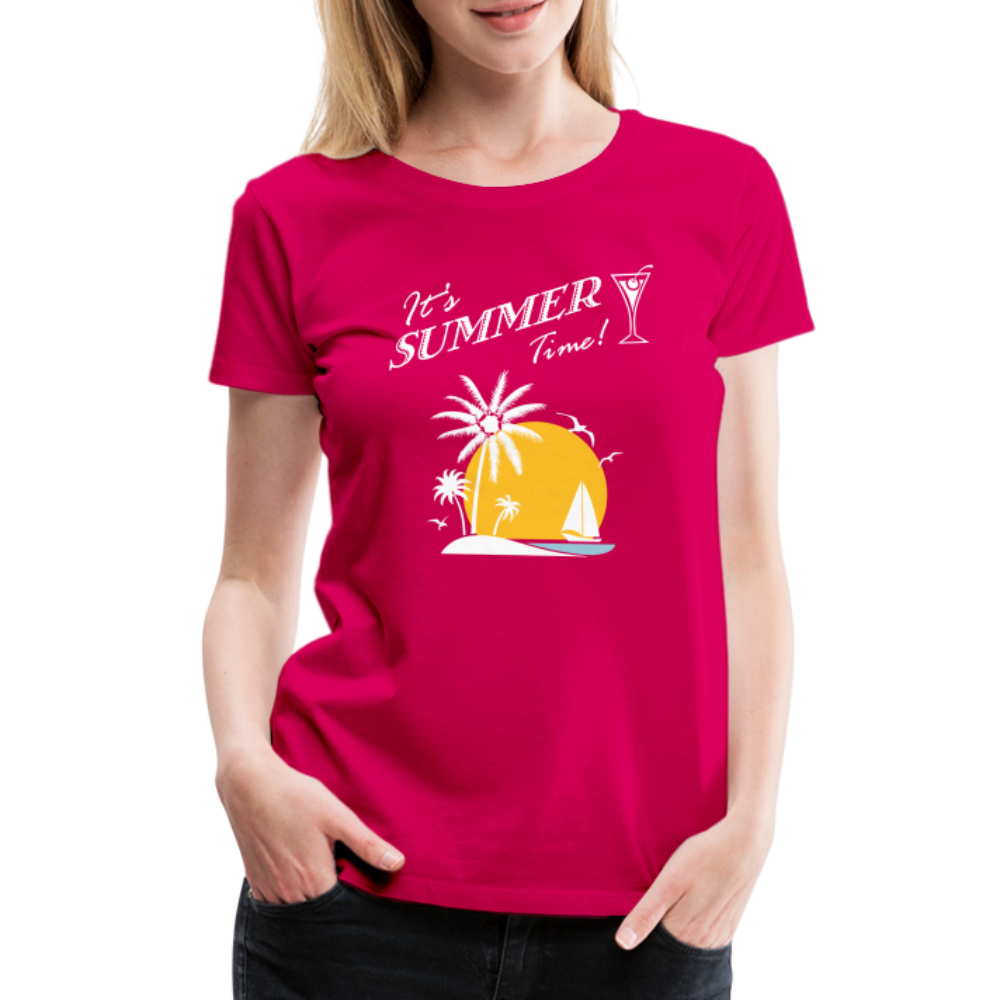 Frauen Premium T-Shirt - It's Summer Time - dunkles Pink