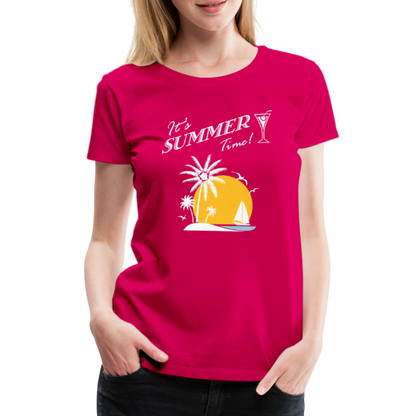 Frauen Premium T-Shirt - It's Summer Time - dunkles Pink