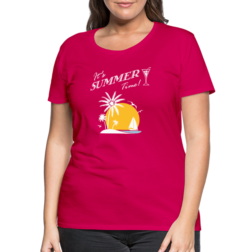 Frauen Premium T-Shirt - It's Summer Time - dunkles Pink