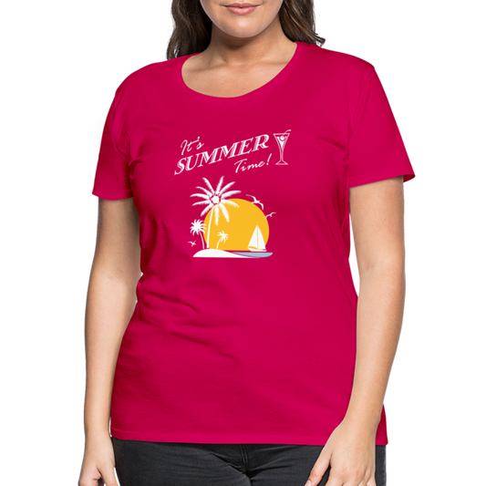 Frauen Premium T-Shirt - It's Summer Time - dunkles Pink