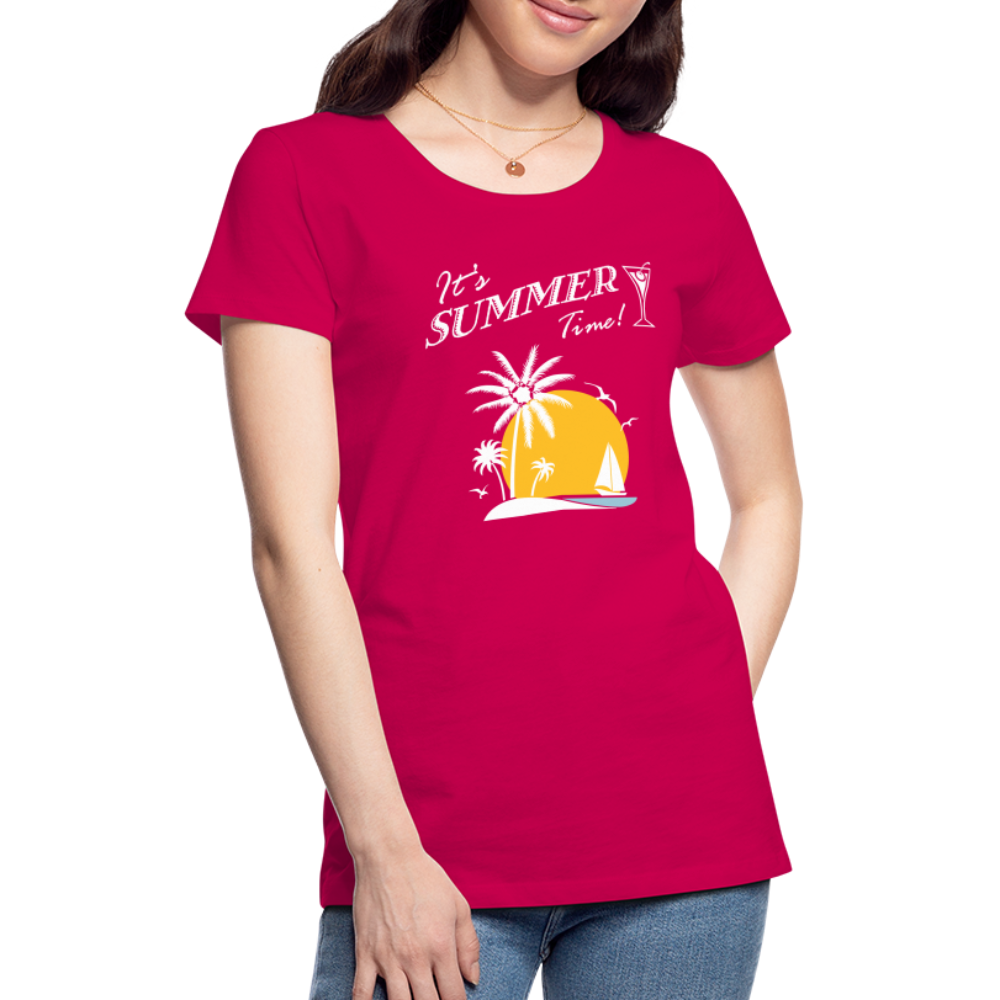 Frauen Premium T-Shirt - It's Summer Time - dunkles Pink