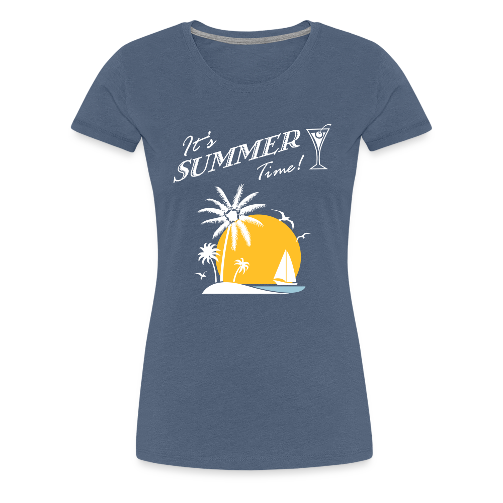 Frauen Premium T-Shirt - It's Summer Time - Blau meliert