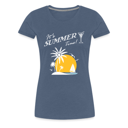 Frauen Premium T-Shirt - It's Summer Time - Blau meliert