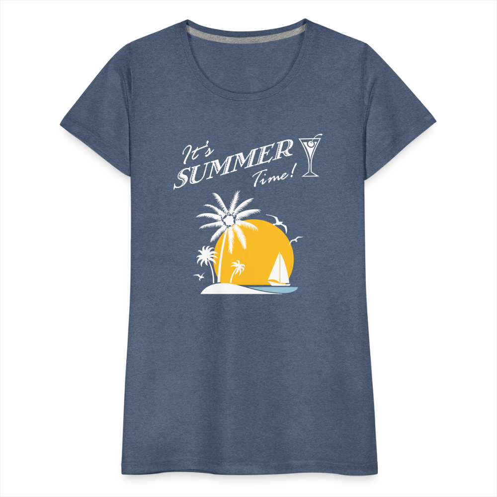 Frauen Premium T-Shirt - It's Summer Time - Blau meliert