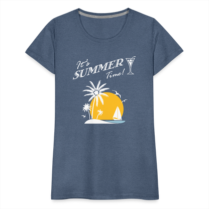 Frauen Premium T-Shirt - It's Summer Time - Blau meliert