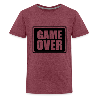 Teenager Premium T-Shirt - Game over - Bordeauxrot meliert