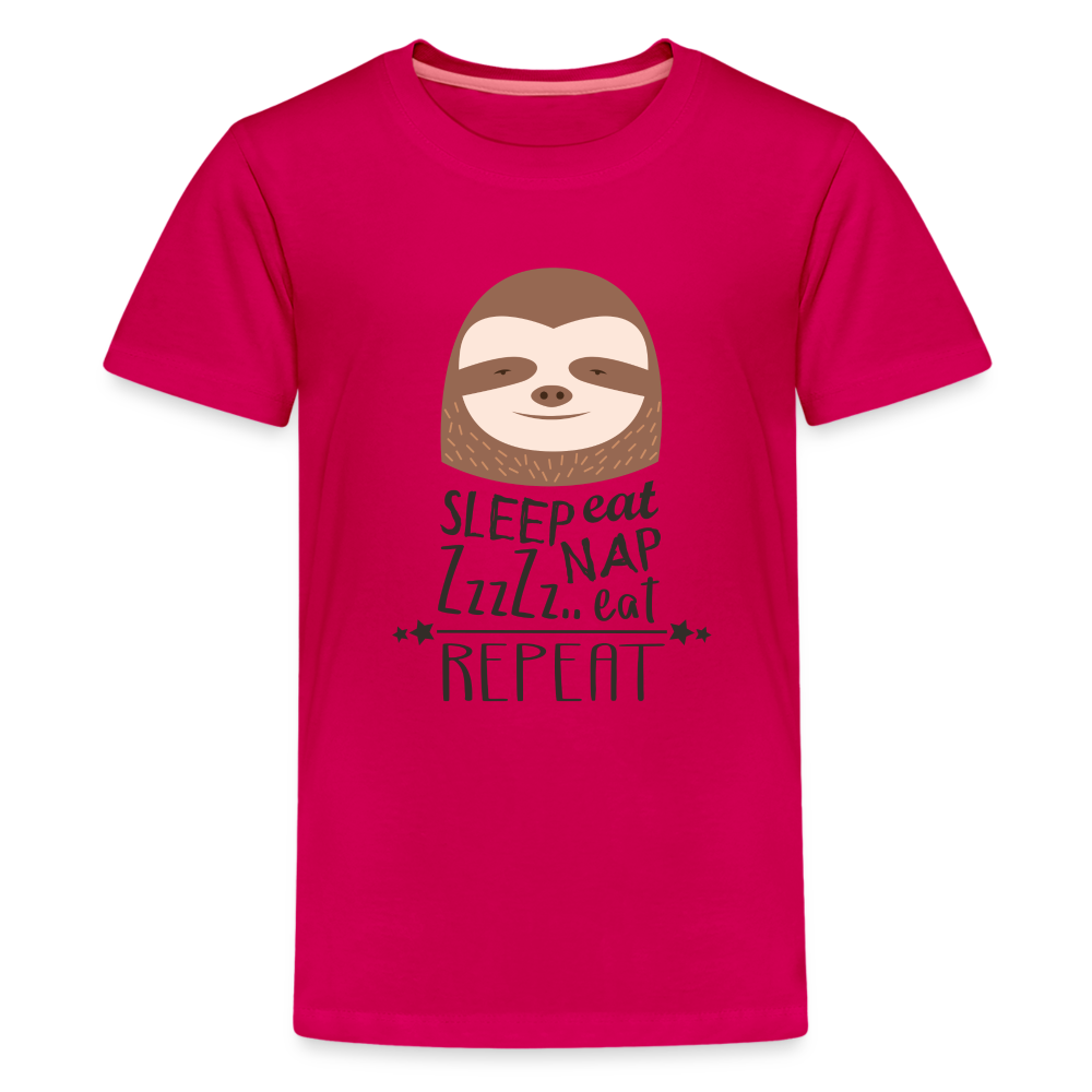 Teenager Premium T-Shirt - Faultier Zzz - dunkles Pink