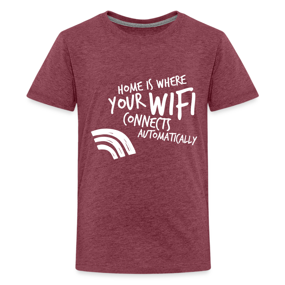 Teenager Premium T-Shirt - Wifi - Bordeauxrot meliert